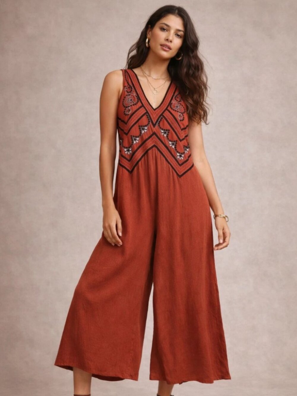 Maeve Desert Embroidered Jumpsuit (US 8/UK 12)
